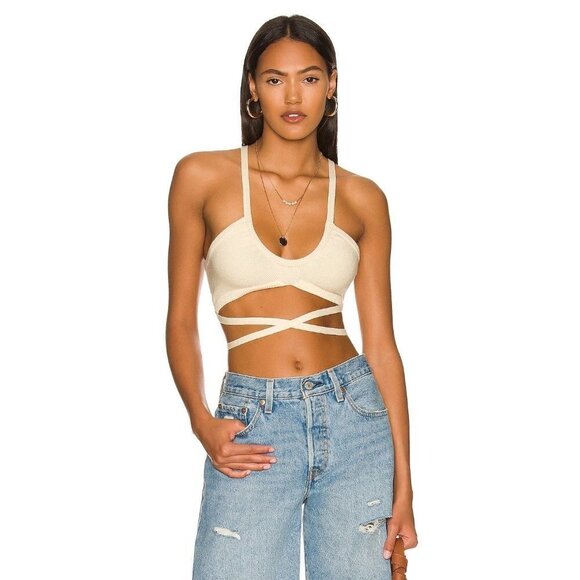 For Love And Lemons Tops - For Love & Lemons Jourdin Tie Crop Top Ivory Womens Size XL